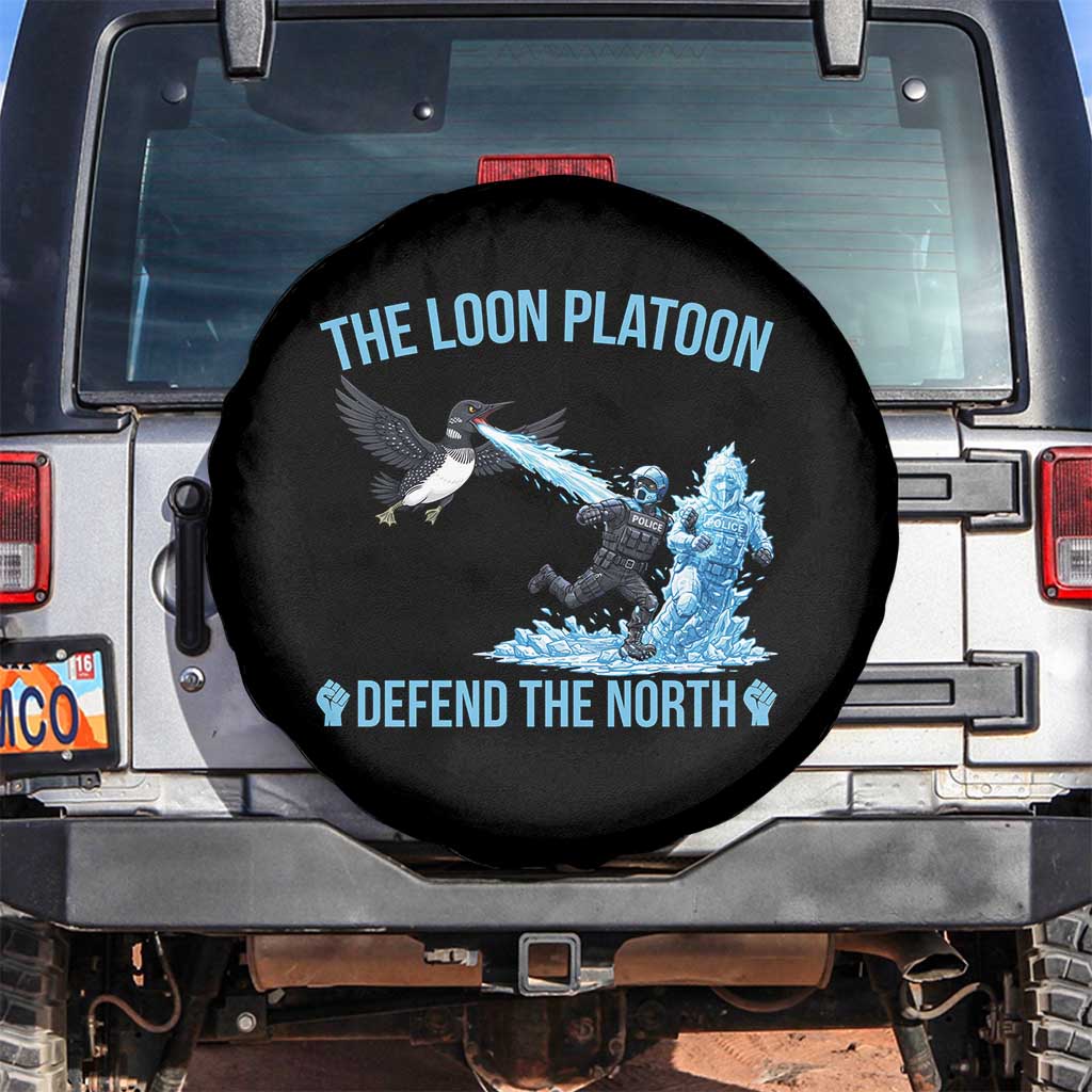 The Loon Platoon Defend The North Spare Tire Cover Minnesota Rebel Loon Resist TS12 No hole Black Print Your Wear