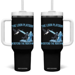 The Loon Platoon Defend The North Tumbler With Handle Minnesota Rebel Loon Resist TS12 One Size: 40 oz Black Print Your Wear