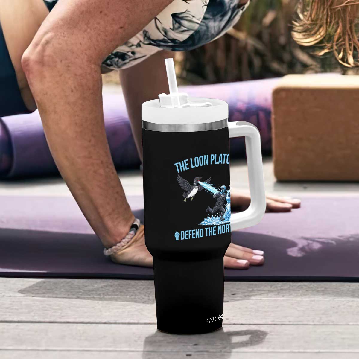 The Loon Platoon Defend The North Tumbler With Handle Minnesota Rebel Loon Resist TS12 Print Your Wear