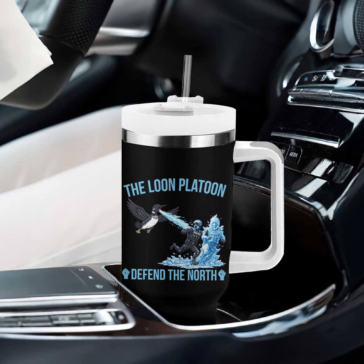 The Loon Platoon Defend The North Tumbler With Handle Minnesota Rebel Loon Resist TS12 Print Your Wear