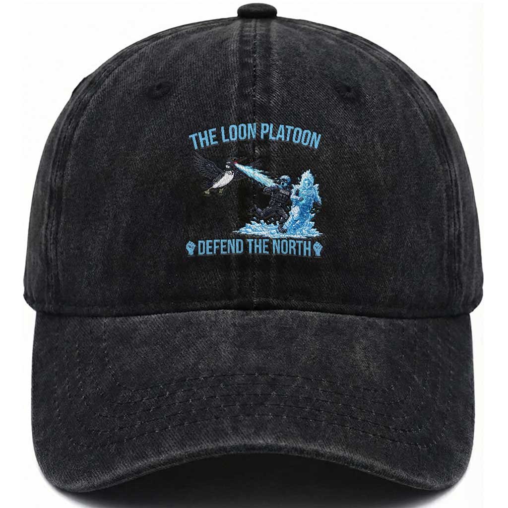 The Loon Platoon Defend The North Washed Cotton Baseball Cap Minnesota Rebel Loon Resist TS12 Print Your Wear