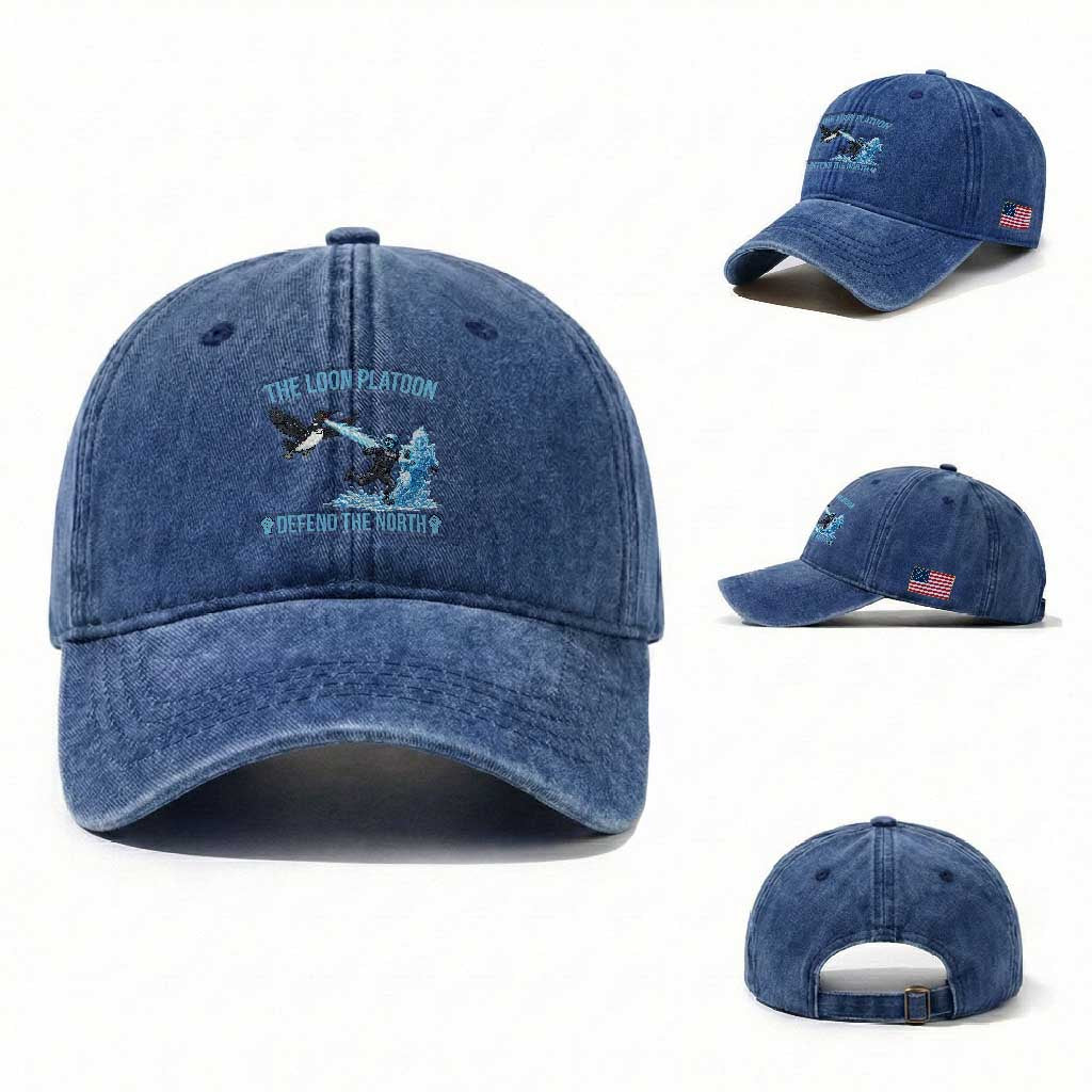 The Loon Platoon Defend The North Washed Cotton Baseball Cap Minnesota Rebel Loon Resist TS12 Washed Cap Universal Fit Royal Blue Print Your Wear
