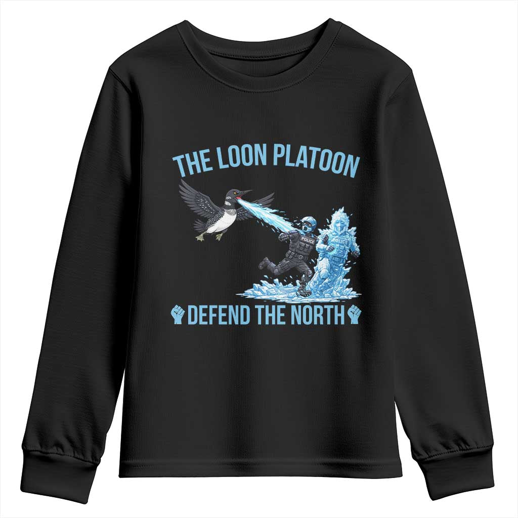 The Loon Platoon Defend The North Youth Sweatshirt Minnesota Rebel Loon Resist TS12 Black Print Your Wear