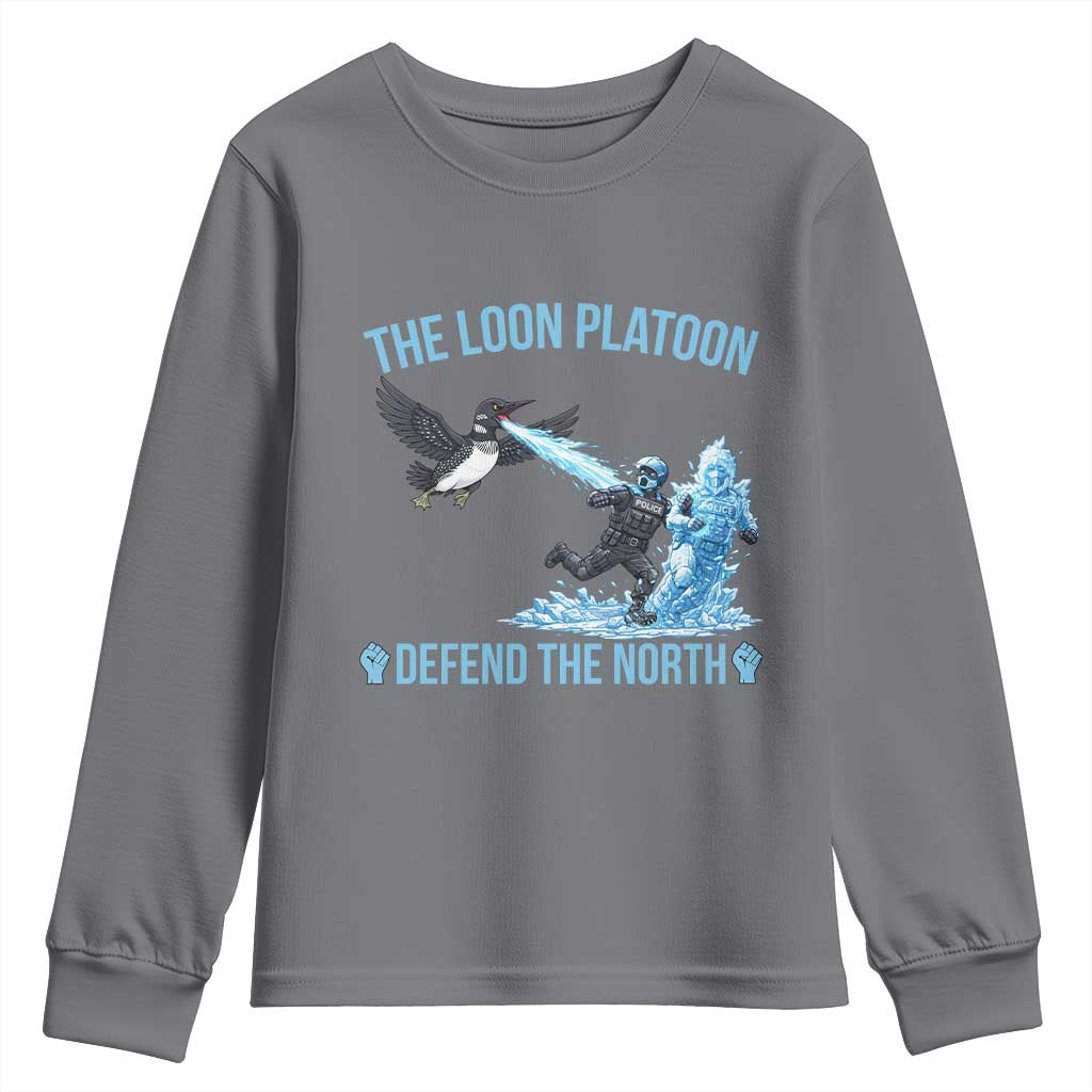 The Loon Platoon Defend The North Youth Sweatshirt Minnesota Rebel Loon Resist TS12 Charcoal Print Your Wear