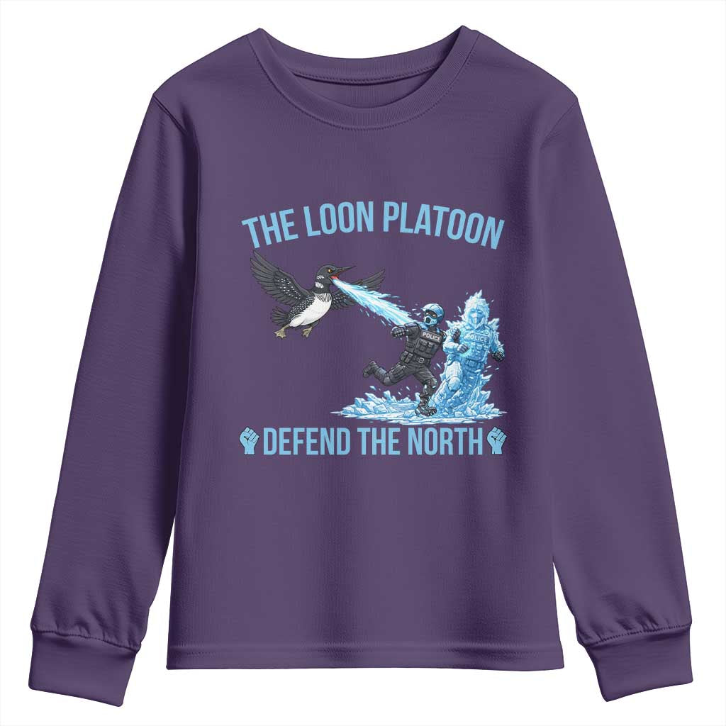 The Loon Platoon Defend The North Youth Sweatshirt Minnesota Rebel Loon Resist TS12 Purple Print Your Wear