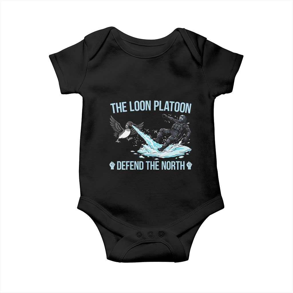 The Loon Platoon Defend The North Baby Onesie Minnesota State Bird Rebel TS12 Black Print Your Wear