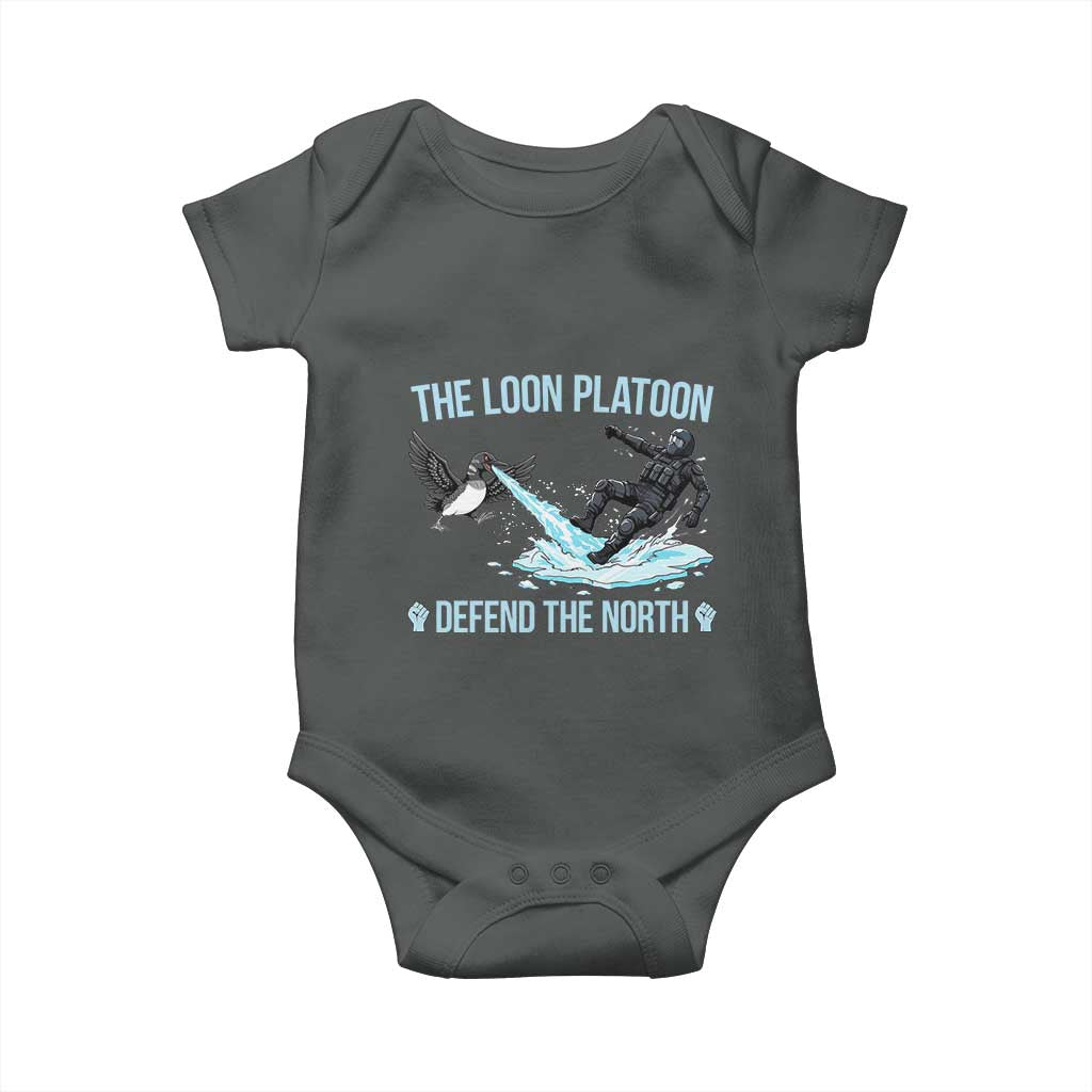 The Loon Platoon Defend The North Baby Onesie Minnesota State Bird Rebel TS12 Dark Heather Print Your Wear