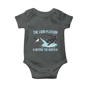 The Loon Platoon Defend The North Baby Onesie Minnesota State Bird Rebel TS12 Dark Heather Print Your Wear