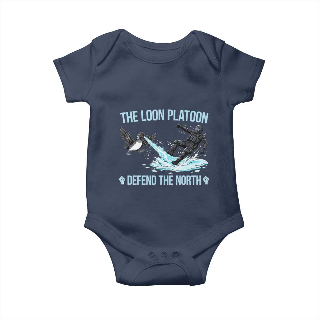 The Loon Platoon Defend The North Baby Onesie Minnesota State Bird Rebel TS12 Navy Print Your Wear