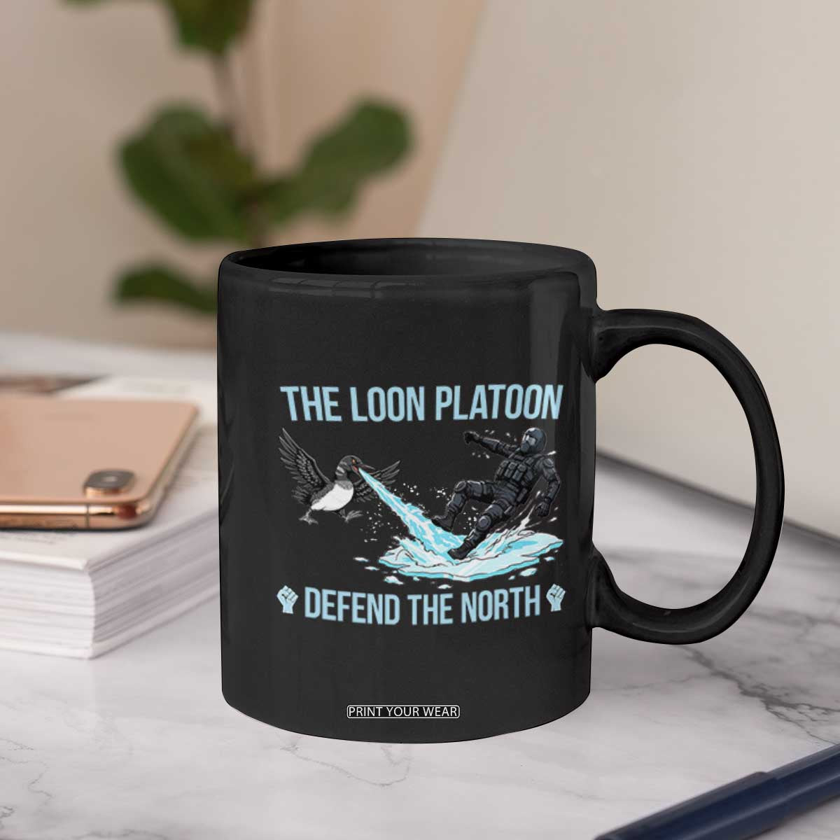 The Loon Platoon Defend The North Coffee Mug Minnesota State Bird Rebel TS12 Print Your Wear