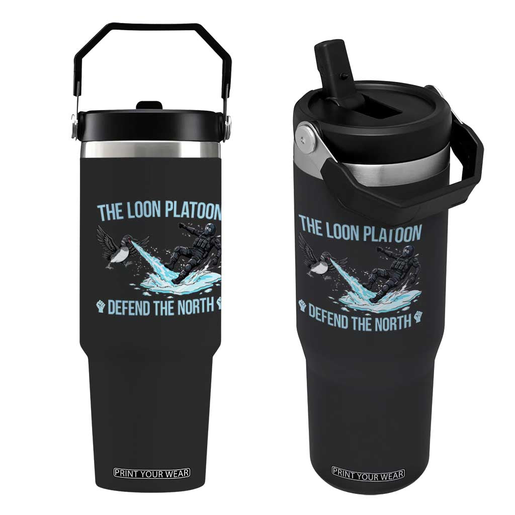 The Loon Platoon Defend The North Flip Straw Tumbler Minnesota State Bird Rebel TS12 One Size: 30 oz Black Print Your Wear