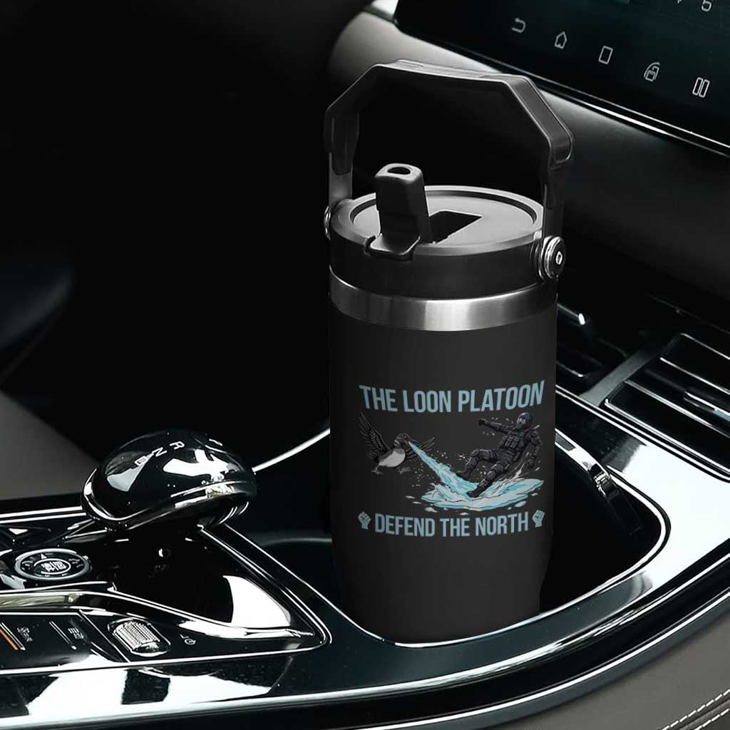 The Loon Platoon Defend The North Flip Straw Tumbler Minnesota State Bird Rebel TS12 Print Your Wear