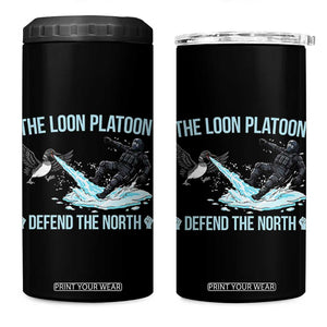 The Loon Platoon Defend The North 4 in 1 Can Cooler Tumbler Minnesota State Bird Rebel TS12 One Size: 16 oz Black Print Your Wear