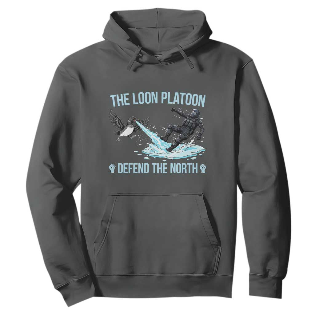 The Loon Platoon Defend The North Hoodie Minnesota State Bird Rebel TS12 Dark Heather Print Your Wear