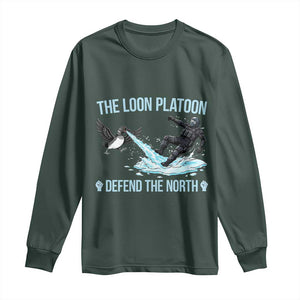 The Loon Platoon Defend The North Long Sleeve Shirt Minnesota State Bird Rebel TS12 Dark Forest Green Print Your Wear
