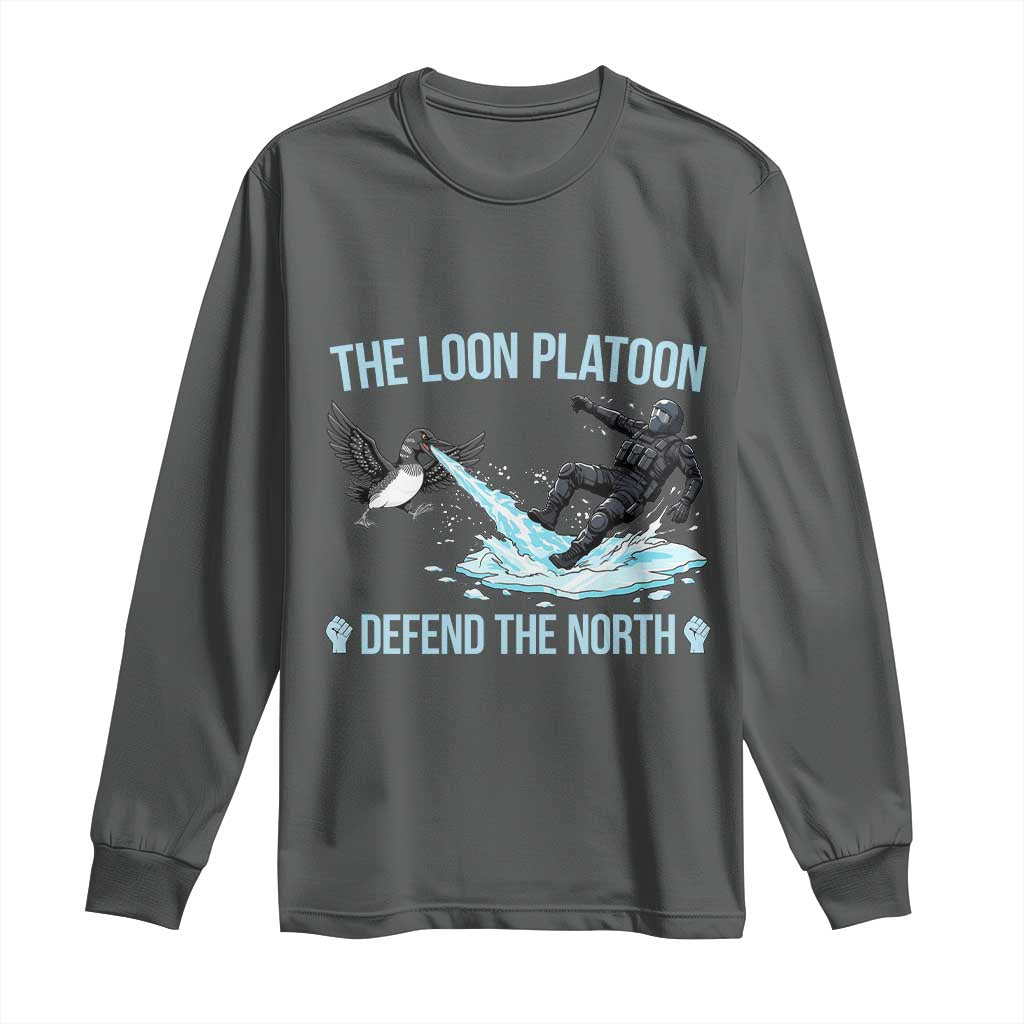 The Loon Platoon Defend The North Long Sleeve Shirt Minnesota State Bird Rebel TS12 Dark Heather Print Your Wear