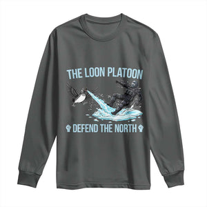 The Loon Platoon Defend The North Long Sleeve Shirt Minnesota State Bird Rebel TS12 Dark Heather Print Your Wear