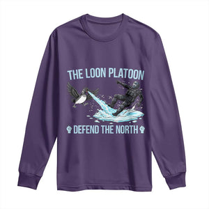 The Loon Platoon Defend The North Long Sleeve Shirt Minnesota State Bird Rebel TS12 Purple Print Your Wear