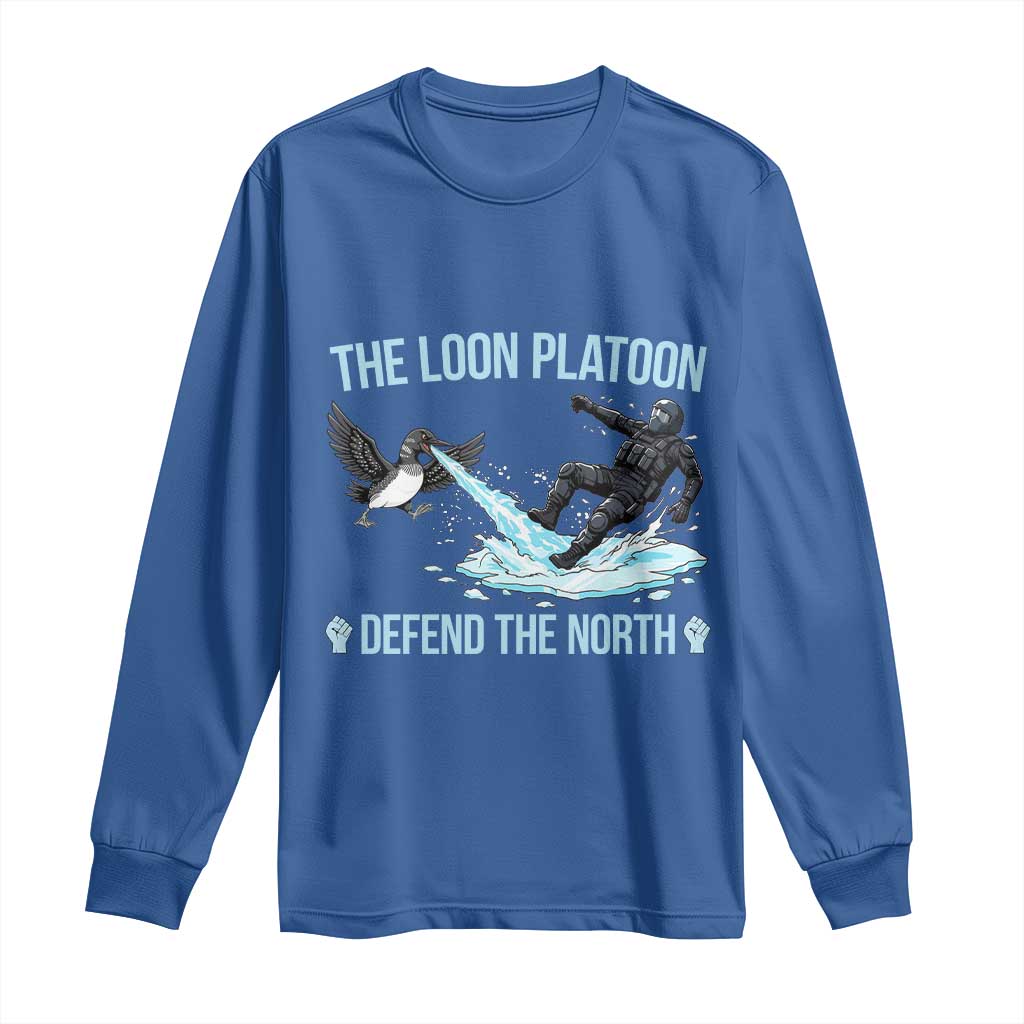 The Loon Platoon Defend The North Long Sleeve Shirt Minnesota State Bird Rebel TS12 Royal Blue Print Your Wear