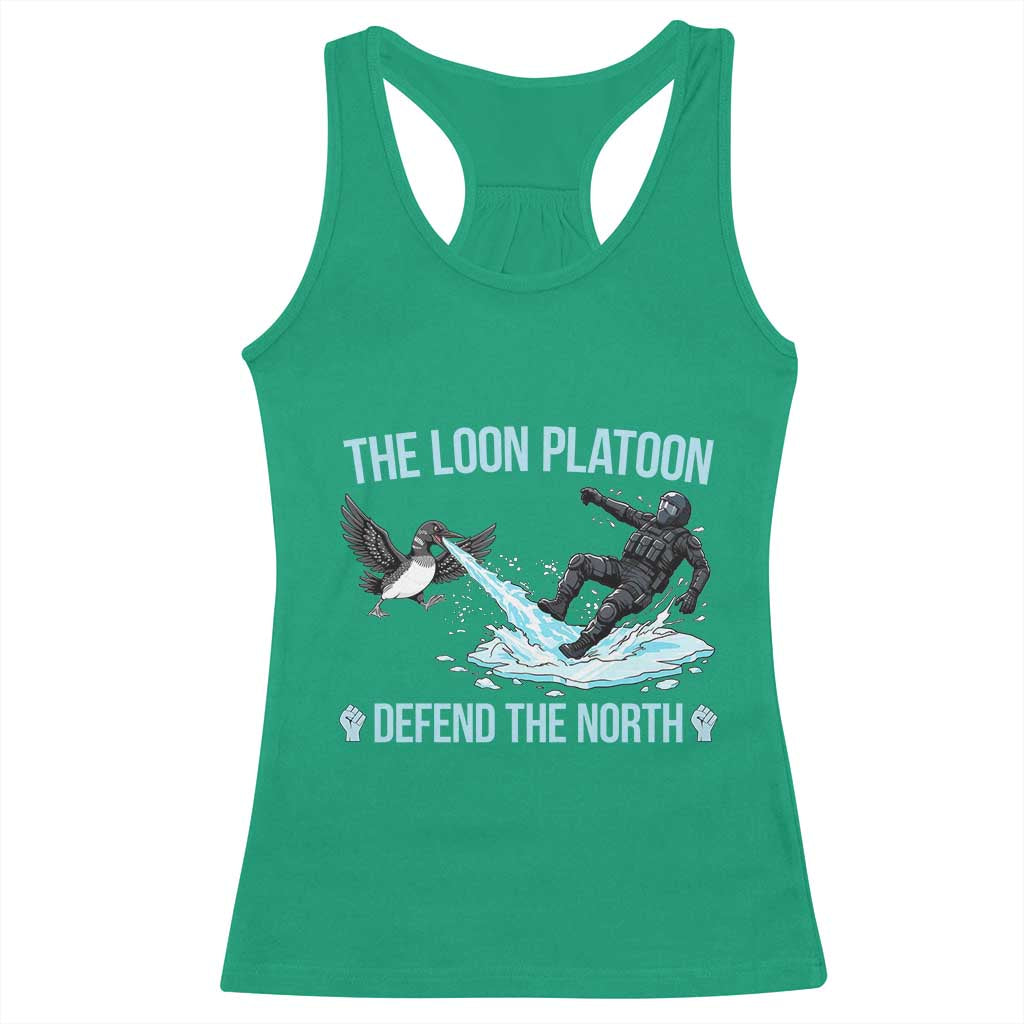 The Loon Platoon Defend The North Racerback Tank Top Minnesota State Bird Rebel TS12 Irish Green Print Your Wear