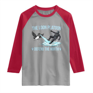 The Loon Platoon Defend The North Raglan Shirt Minnesota State Bird Rebel TS12 Sport Gray Red Print Your Wear