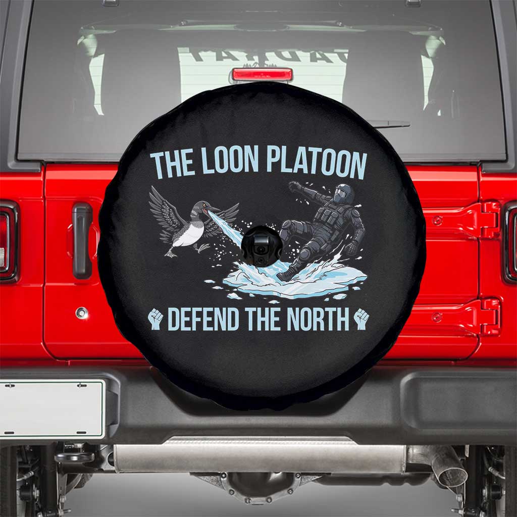 The Loon Platoon Defend The North Spare Tire Cover Minnesota State Bird Rebel TS12 Black Print Your Wear