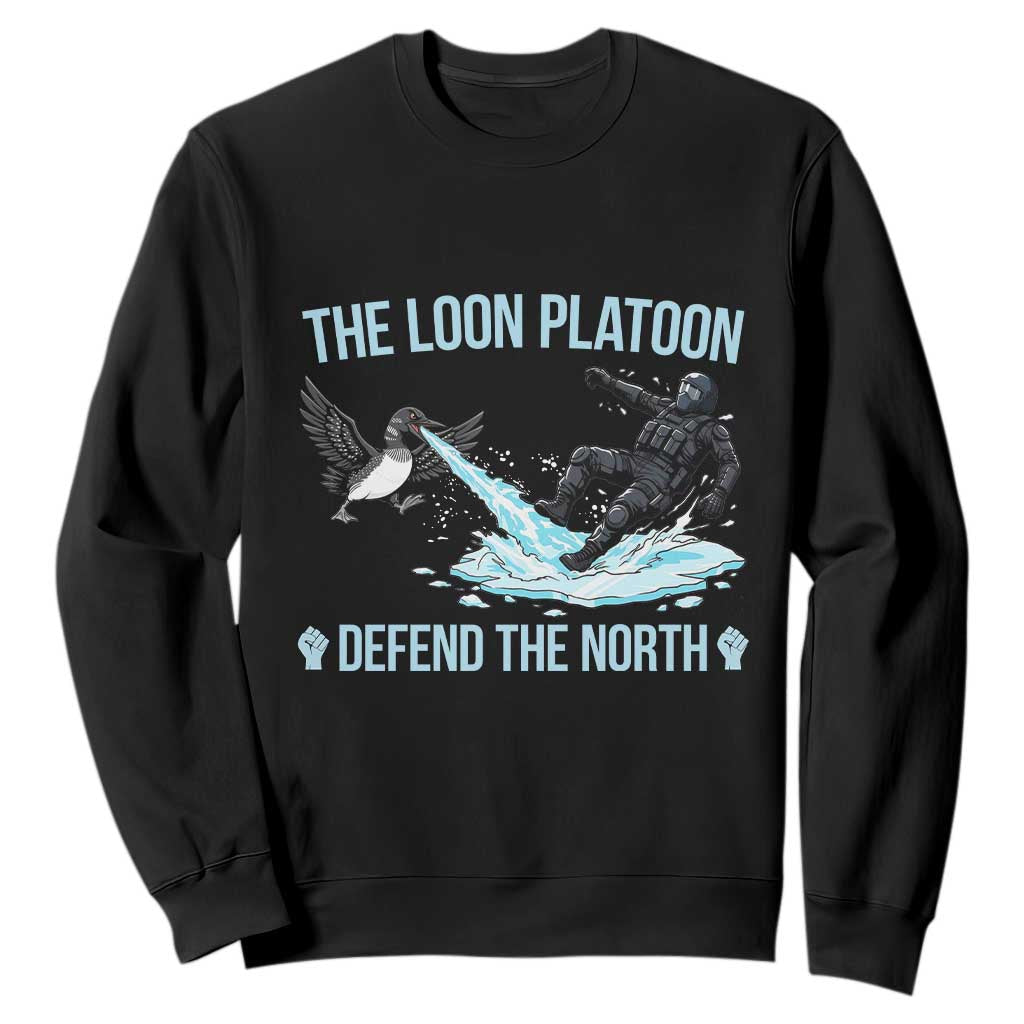 The Loon Platoon Defend The North Sweatshirt Minnesota State Bird Rebel TS12 Black Print Your Wear