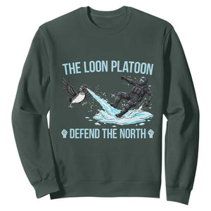 The Loon Platoon Defend The North Sweatshirt Minnesota State Bird Rebel TS12 Dark Forest Green Print Your Wear