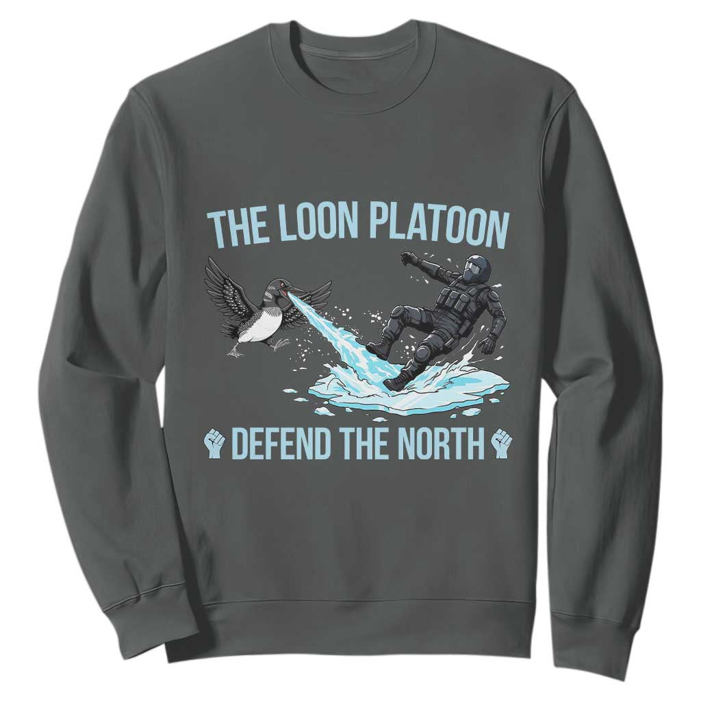 The Loon Platoon Defend The North Sweatshirt Minnesota State Bird Rebel TS12 Dark Heather Print Your Wear