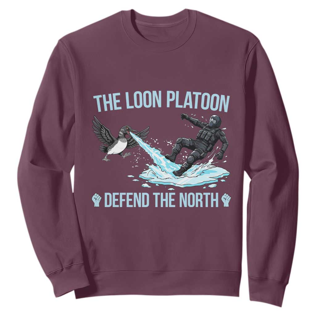 The Loon Platoon Defend The North Sweatshirt Minnesota State Bird Rebel TS12 Maroon Print Your Wear