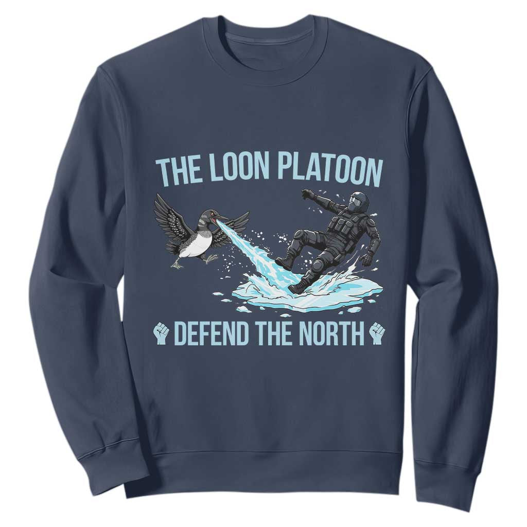 The Loon Platoon Defend The North Sweatshirt Minnesota State Bird Rebel TS12 Navy Print Your Wear