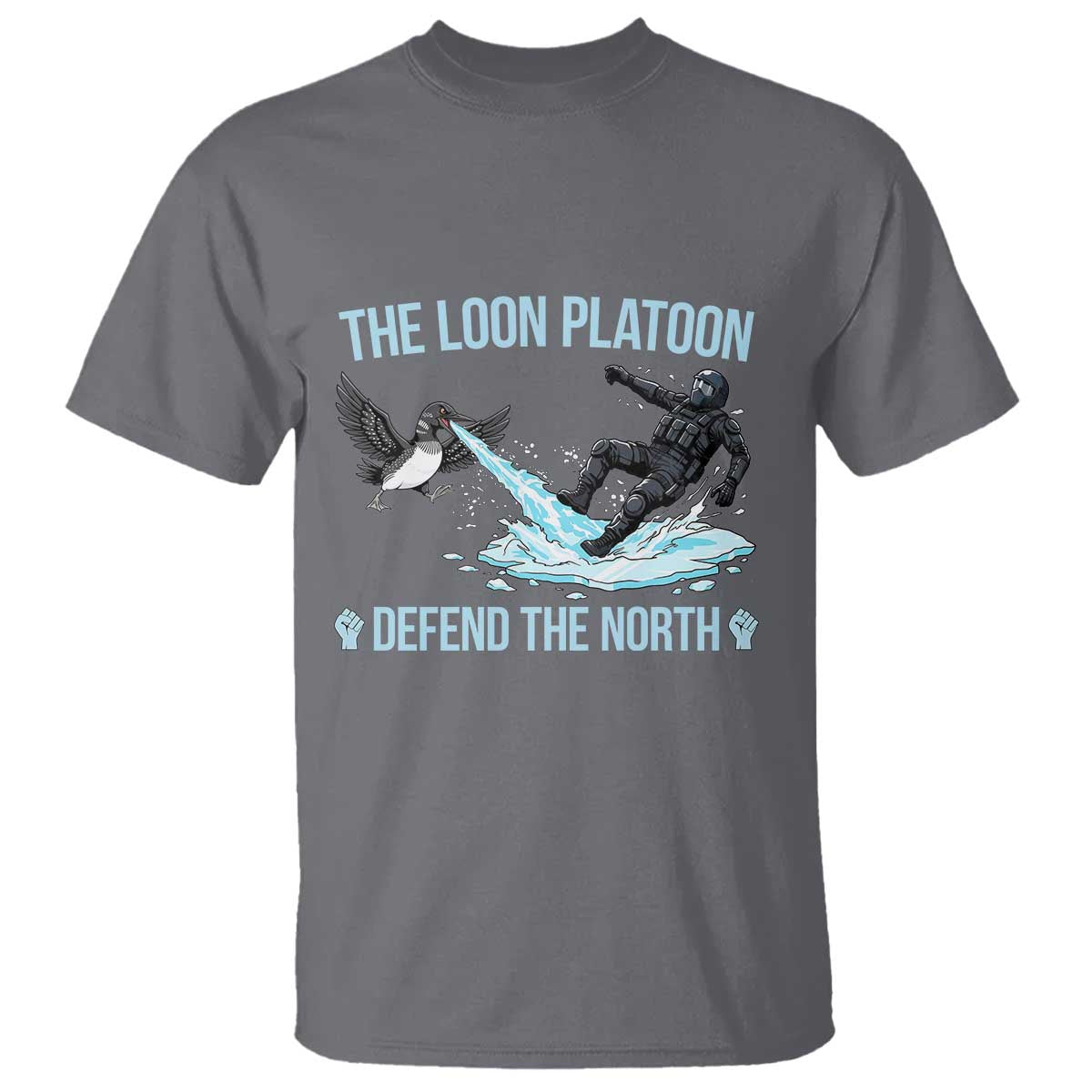 The Loon Platoon Defend The North T Shirt Minnesota State Bird Rebel TS12 Charcoal Print Your Wear