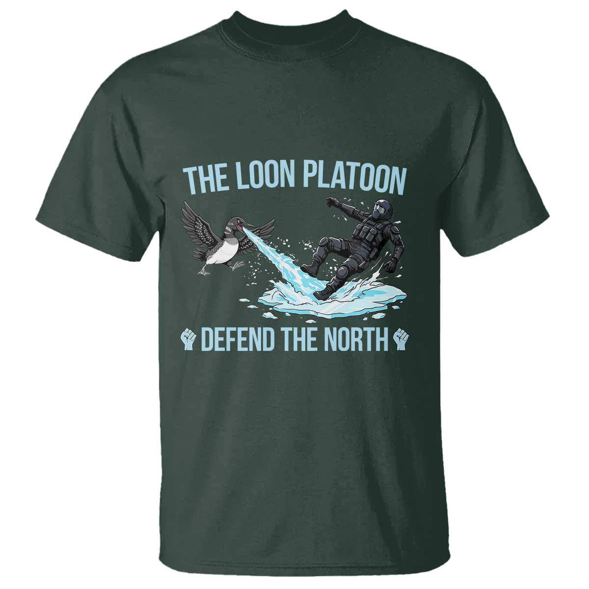 The Loon Platoon Defend The North T Shirt Minnesota State Bird Rebel TS12 Dark Forest Green Print Your Wear