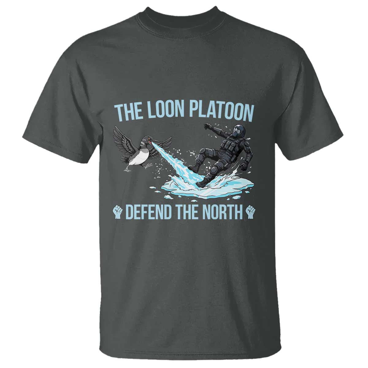 The Loon Platoon Defend The North T Shirt Minnesota State Bird Rebel TS12 Dark Heather Print Your Wear