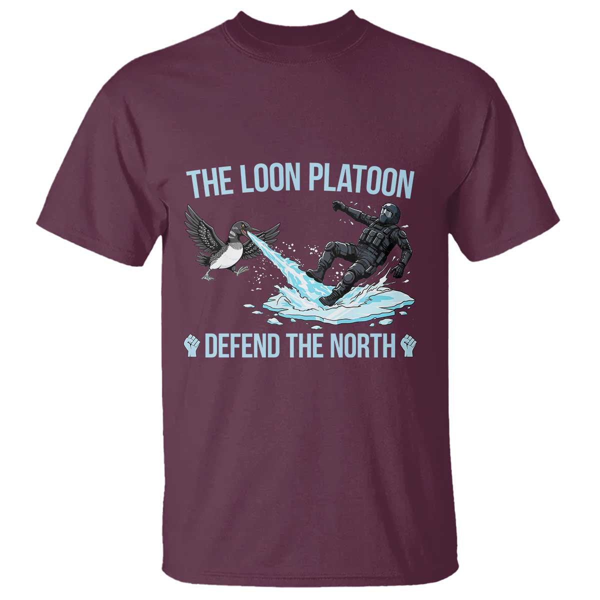 The Loon Platoon Defend The North T Shirt Minnesota State Bird Rebel TS12 Maroon Print Your Wear