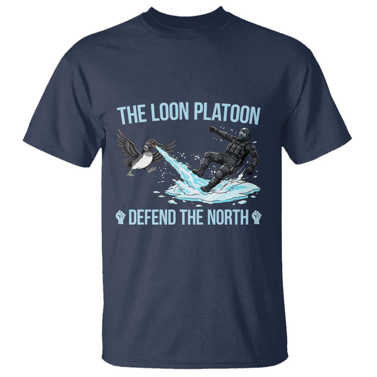 The Loon Platoon Defend The North T Shirt Minnesota State Bird Rebel TS12 Navy Print Your Wear