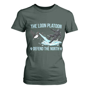 The Loon Platoon Defend The North T Shirt For Women Minnesota State Bird Rebel TS12 Dark Forest Green Print Your Wear