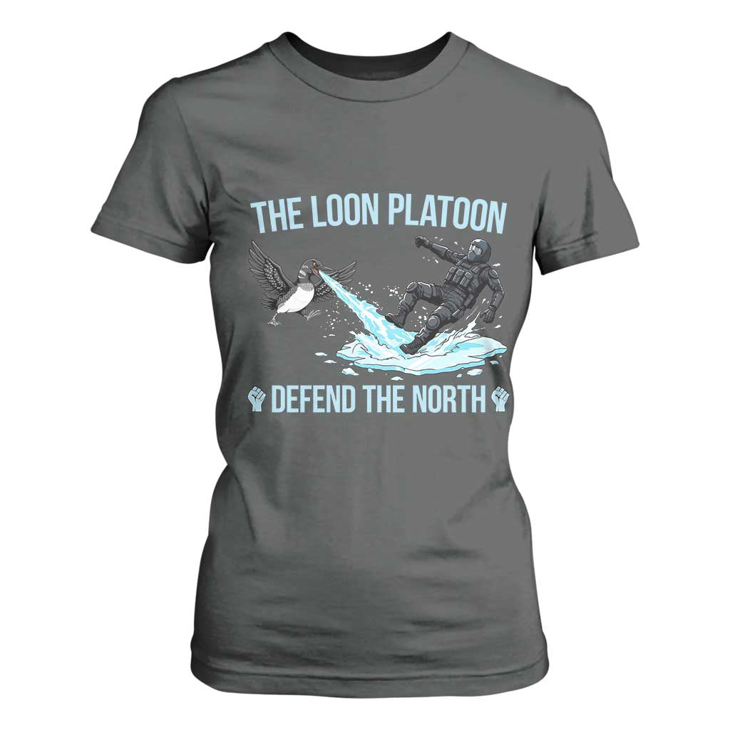 The Loon Platoon Defend The North T Shirt For Women Minnesota State Bird Rebel TS12 Dark Heather Print Your Wear