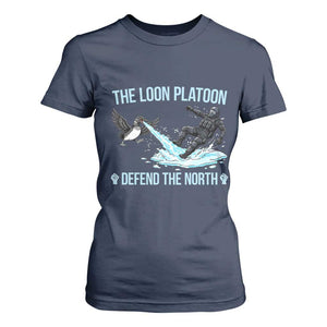 The Loon Platoon Defend The North T Shirt For Women Minnesota State Bird Rebel TS12 Navy Print Your Wear