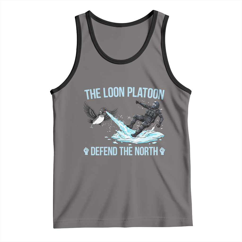 The Loon Platoon Defend The North Tank Top Minnesota State Bird Rebel TS12 Deep Heather Black Print Your Wear