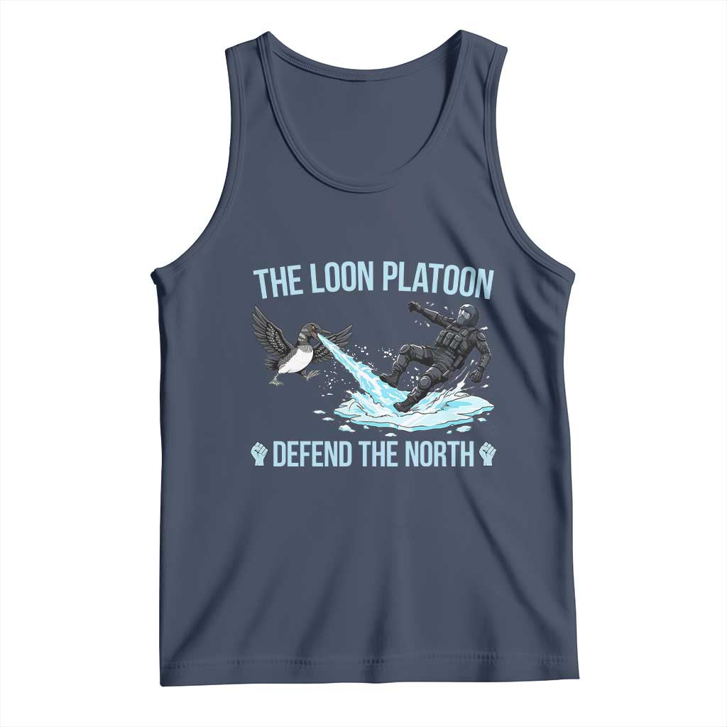 The Loon Platoon Defend The North Tank Top Minnesota State Bird Rebel TS12 Navy Print Your Wear