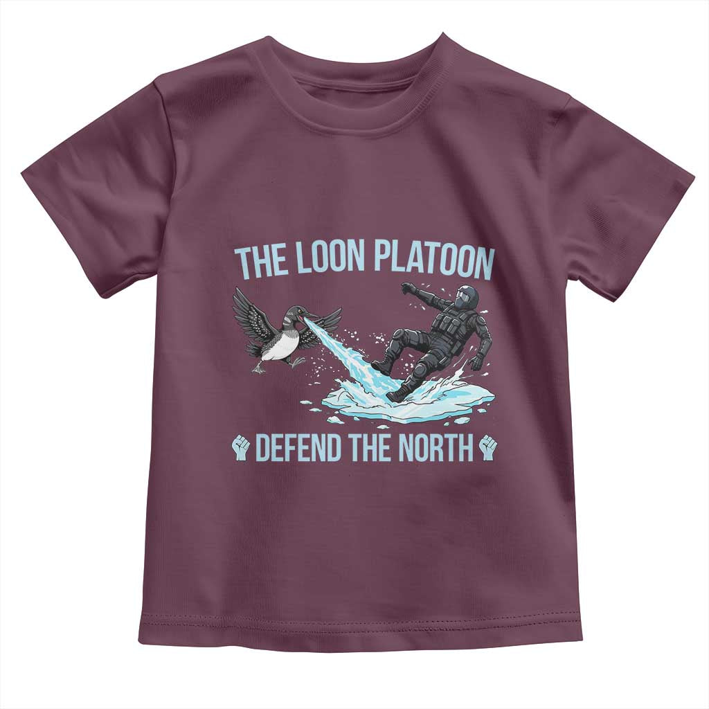 The Loon Platoon Defend The North Toddler T Shirt Minnesota State Bird Rebel TS12 Maroon Print Your Wear