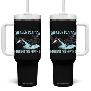 The Loon Platoon Defend The North Tumbler With Handle Minnesota State Bird Rebel TS12 One Size: 40 oz Black Print Your Wear