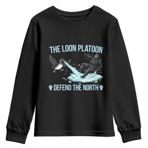 The Loon Platoon Defend The North Youth Sweatshirt Minnesota State Bird Rebel TS12 Black Print Your Wear