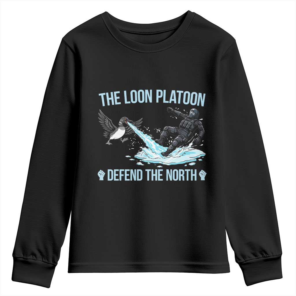 The Loon Platoon Defend The North Youth Sweatshirt Minnesota State Bird Rebel TS12 Black Print Your Wear