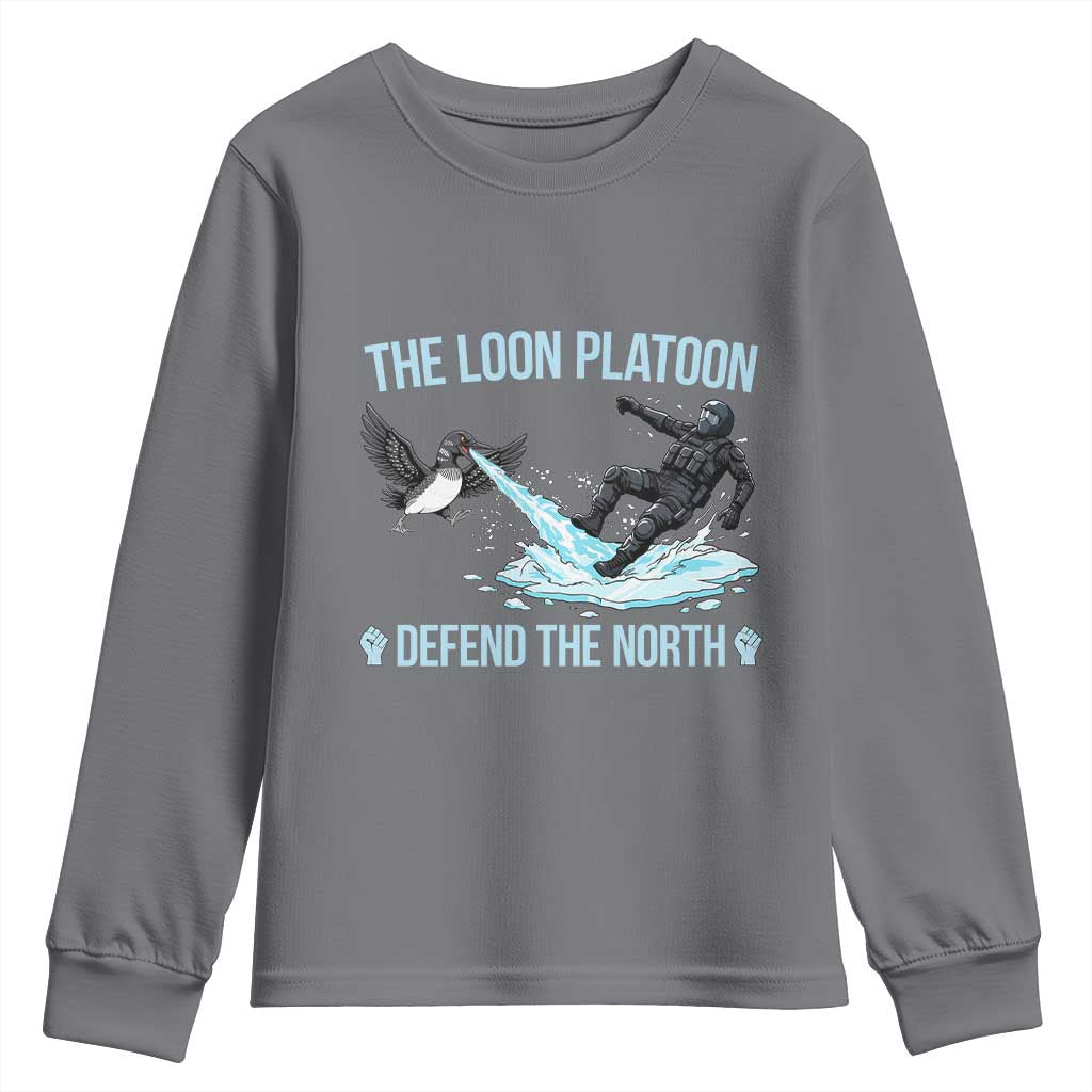 The Loon Platoon Defend The North Youth Sweatshirt Minnesota State Bird Rebel TS12 Charcoal Print Your Wear
