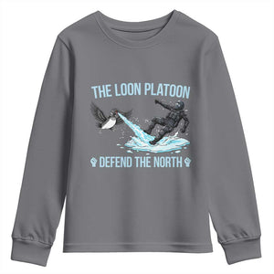 The Loon Platoon Defend The North Youth Sweatshirt Minnesota State Bird Rebel TS12 Charcoal Print Your Wear