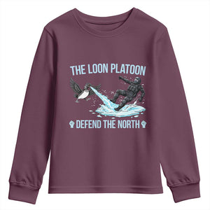 The Loon Platoon Defend The North Youth Sweatshirt Minnesota State Bird Rebel TS12 Maroon Print Your Wear