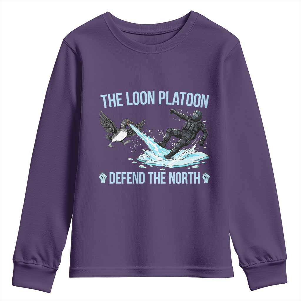The Loon Platoon Defend The North Youth Sweatshirt Minnesota State Bird Rebel TS12 Purple Print Your Wear