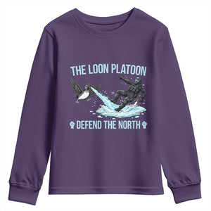 The Loon Platoon Defend The North Youth Sweatshirt Minnesota State Bird Rebel TS12 Purple Print Your Wear